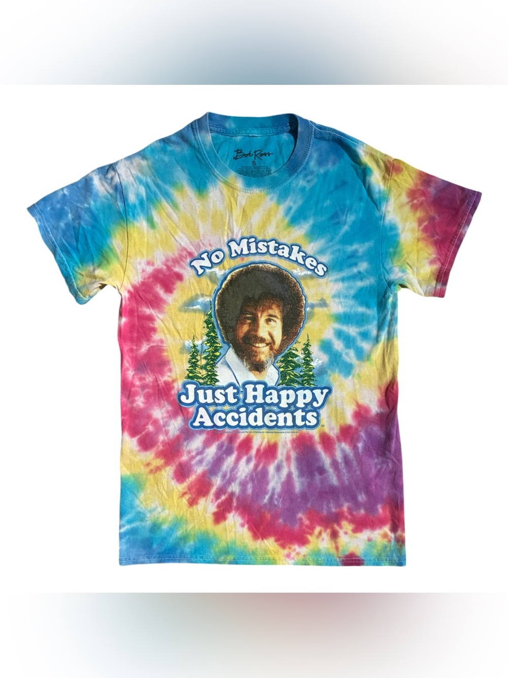 Bob Ross No Mistakes Just Happy Accidents Tie Dye Shirt